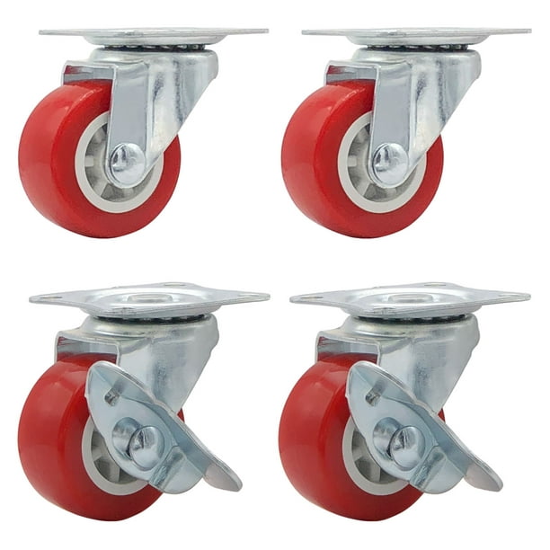 Almencla 16 Pack 1 inch Low Profile Casters Wheels Soft Rubber Swivel Caster with 360 Degree Top Plate for Shopping Carts Trolley etc. 